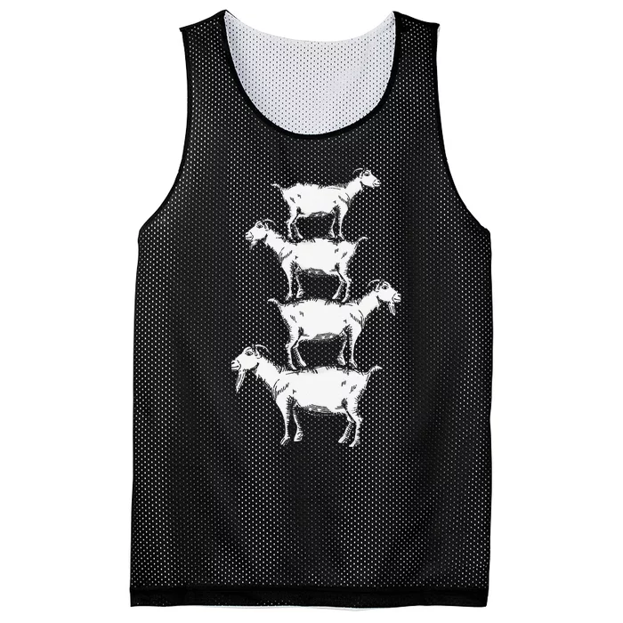 Four Buck Goats Over Each Other Farmer funny Goat Lovers Mesh Reversible Basketball Jersey Tank