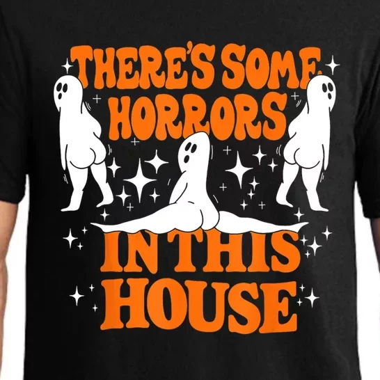 Funny Boo Ghost Halloween Theres Some Horrors In House Vibe Gift Pajama Set