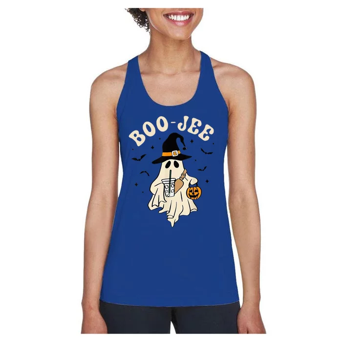 Funny Boojee Ghost Halloween Boo Jee Ghost Spooky Season Women's Racerback Tank