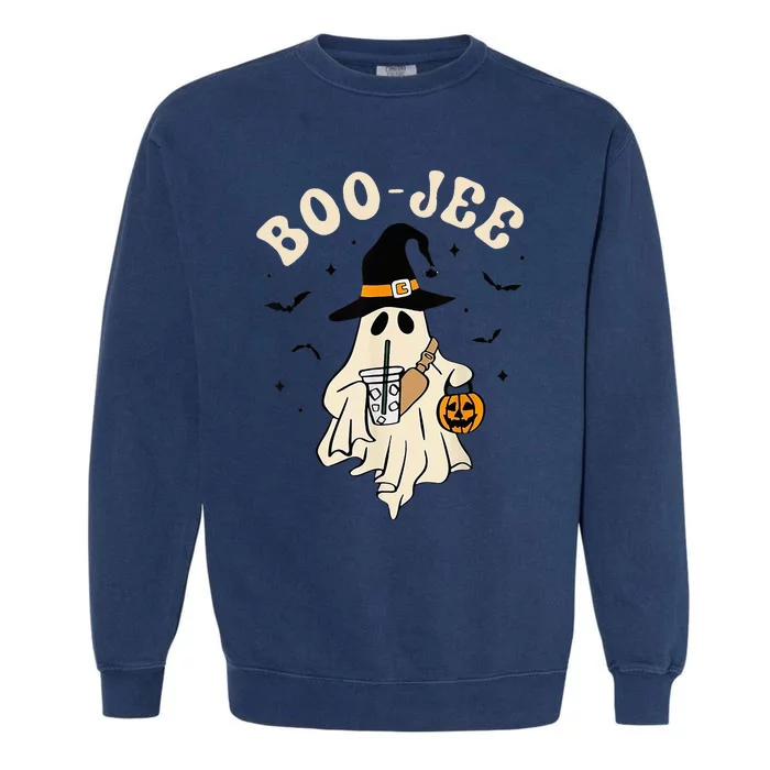 Funny Boojee Ghost Halloween Boo Jee Ghost Spooky Season Garment-Dyed Sweatshirt