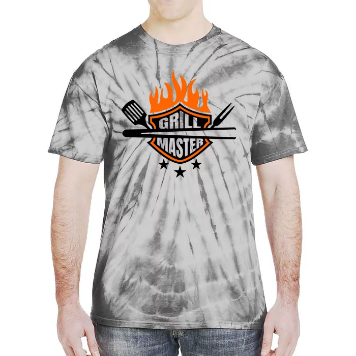 Funny Bbq Grill Master Grillfather Grilling Flames Grillers Gift Tie-Dye T-Shirt