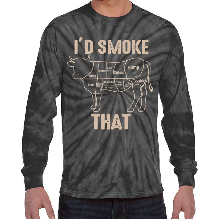 Funny BBQ Grilling Quote Cow Tie-Dye Long Sleeve Shirt