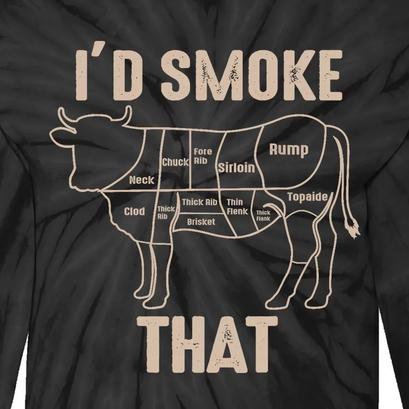 Funny BBQ Grilling Quote Cow Tie-Dye Long Sleeve Shirt