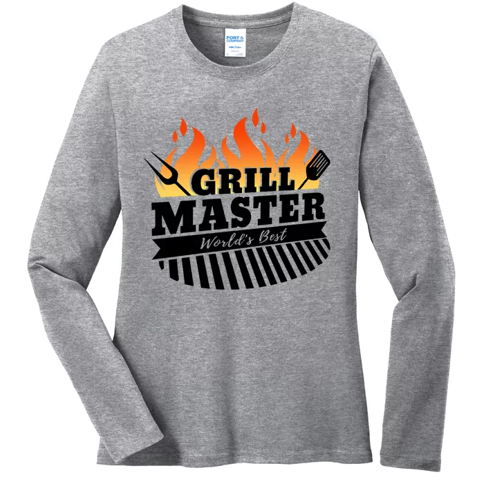 Funny Bbq Grill Master Worlds Best Grillfather Grillers Gift Ladies Long Sleeve Shirt