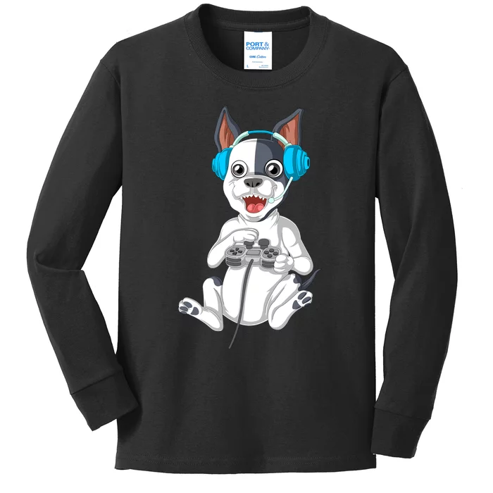 French Bulldog Gamer Kids Long Sleeve Shirt