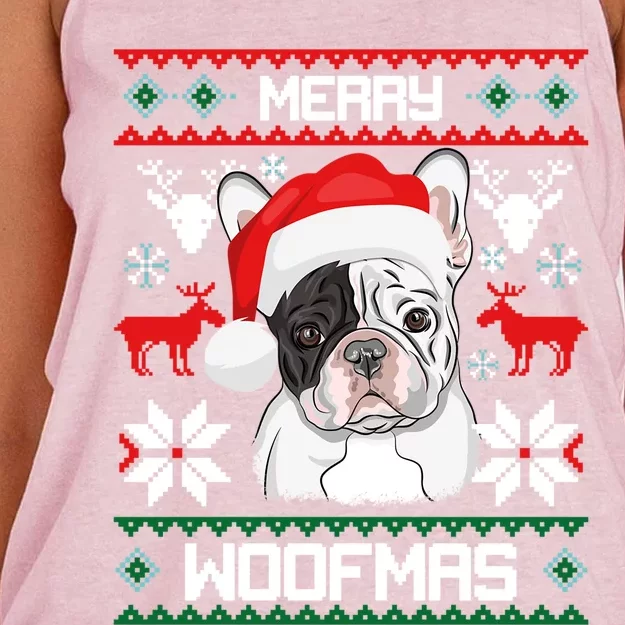 French Bulldog Gift For Merry Christmas Woofmas Frenchie Great Gift Women's Knotted Racerback Tank