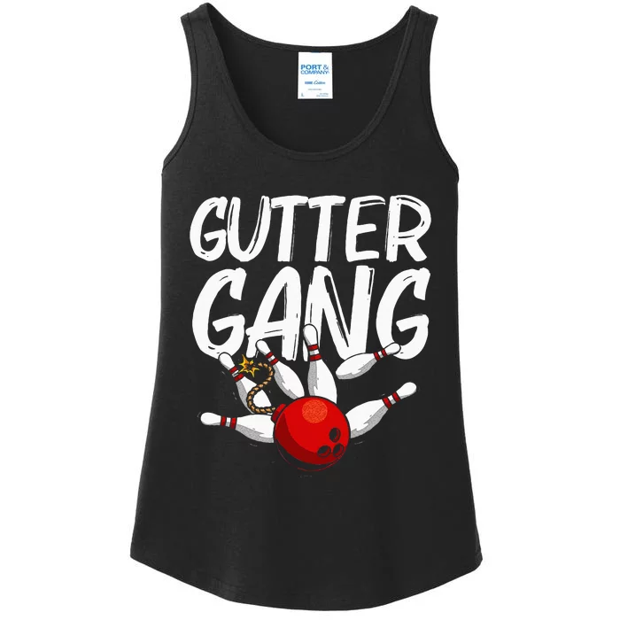 Funny Bowling Gift For Men Women Cool Gutter Gang Bowlers Ladies Essential Tank