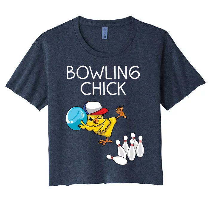 Funny Bowling Gift Women Cute Bowling Chick Sports Athlete Women's Crop Top Tee