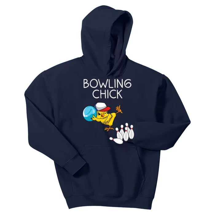 Funny Bowling Gift Women Cute Bowling Chick Sports Athlete Kids Hoodie