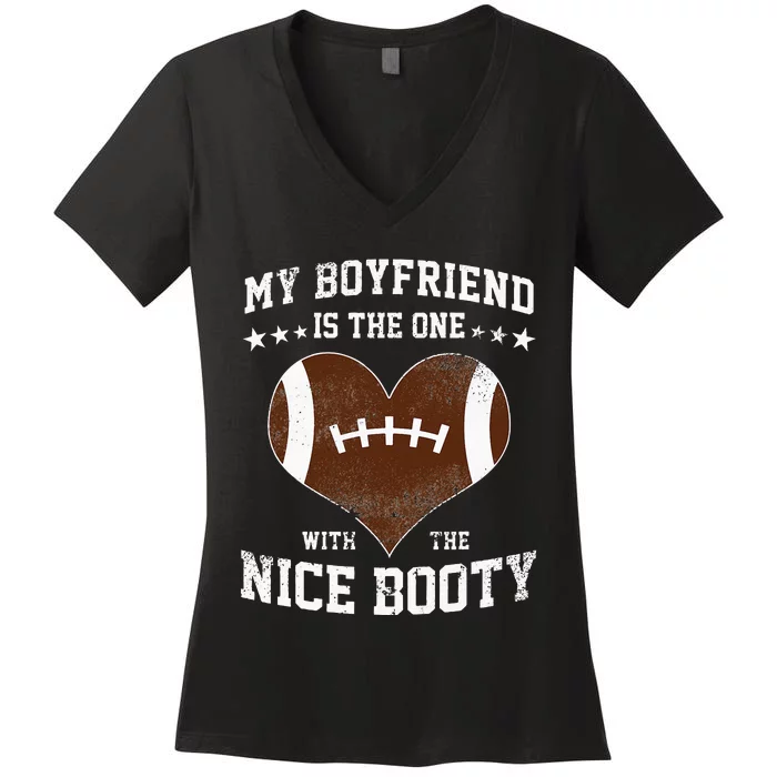 Football Boyfriend Girlfriend Girl Women's V-Neck T-Shirt