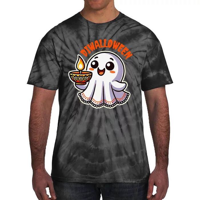 Fun Boo Ghost Lantern Diwali Deepavali Halloween Diwalloween Tie-Dye T-Shirt