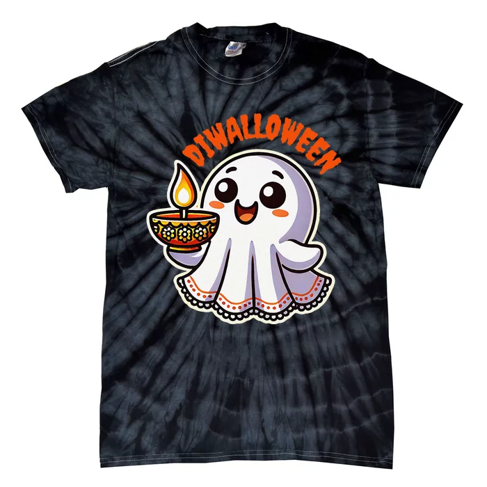 Fun Boo Ghost Lantern Diwali Deepavali Halloween Diwalloween Tie-Dye T-Shirt