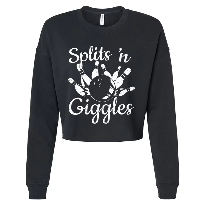 Funny Bowling Gifts Splits N Giggles Cropped Pullover Crew