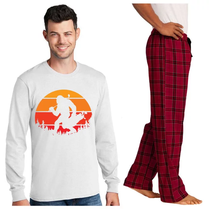 Funny Bigfoot Golf Retro Sasquatch Playing Golf Long Sleeve Pajama Set