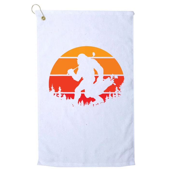 Funny Bigfoot Golf Retro Sasquatch Playing Golf Platinum Collection Golf Towel