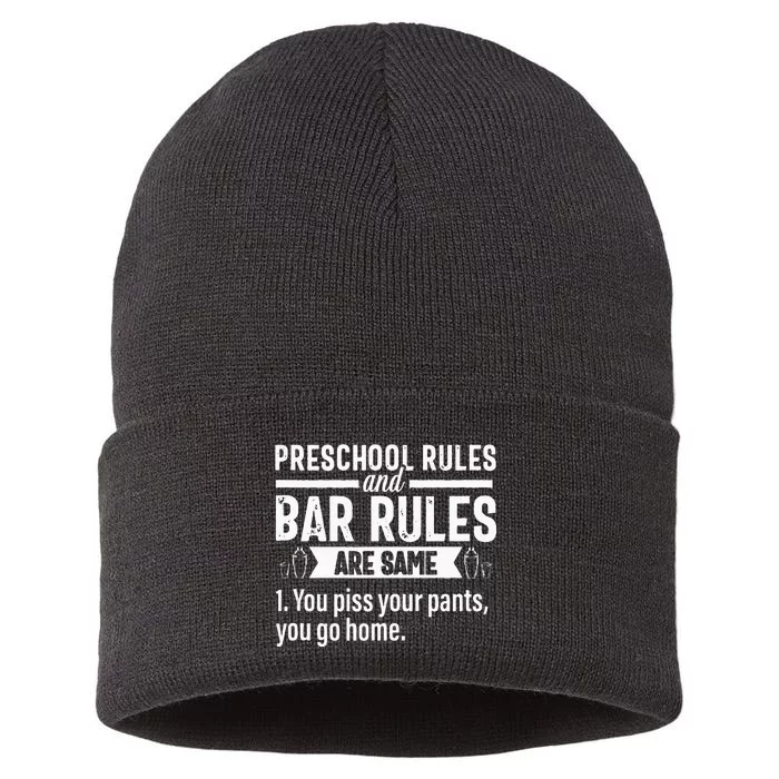 Funny Bartender Gift Women Men Rules Bartending Mixologist Sustainable Knit Beanie