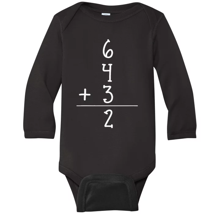 Funny Baseball Gift 6+4+3 2 Baseball Double Play Baby Long Sleeve Bodysuit