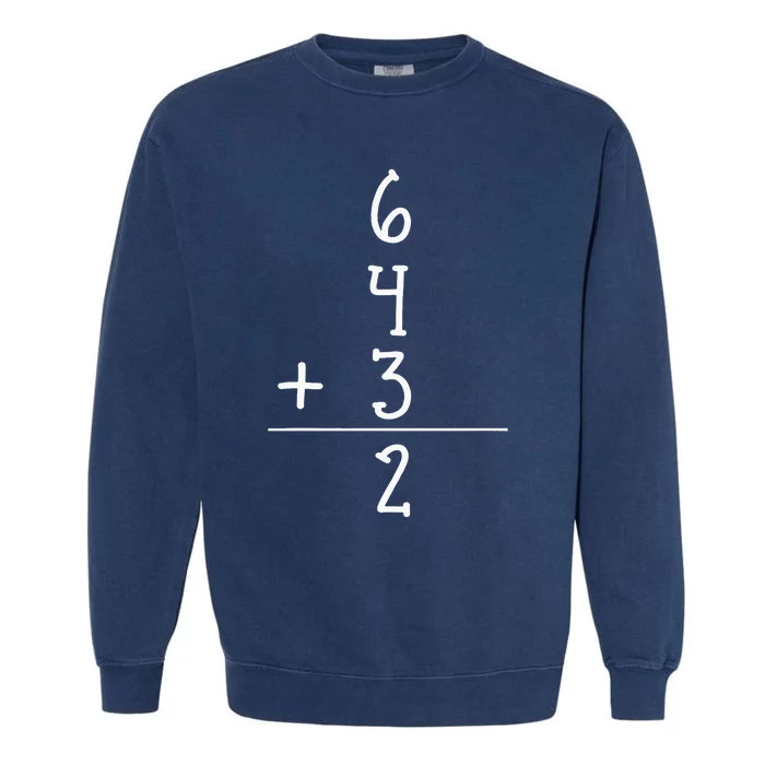 Funny Baseball Gift 6+4+3 2 Baseball Double Play Garment-Dyed Sweatshirt