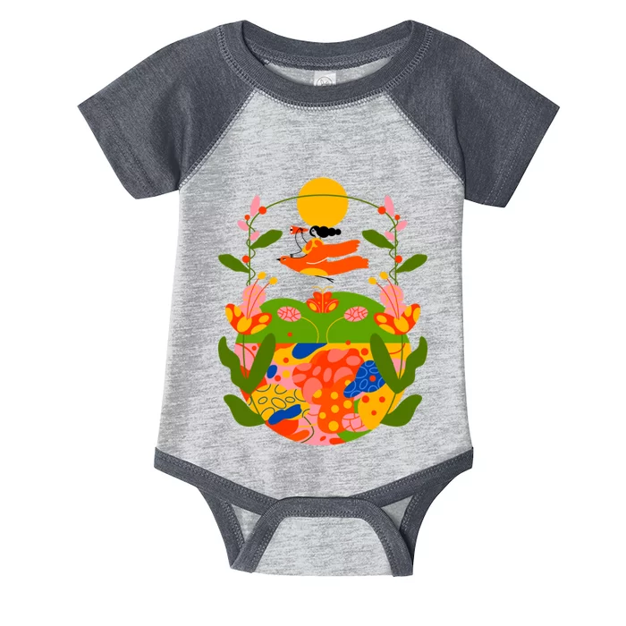 Flying Bird Garden Infant Baby Jersey Bodysuit