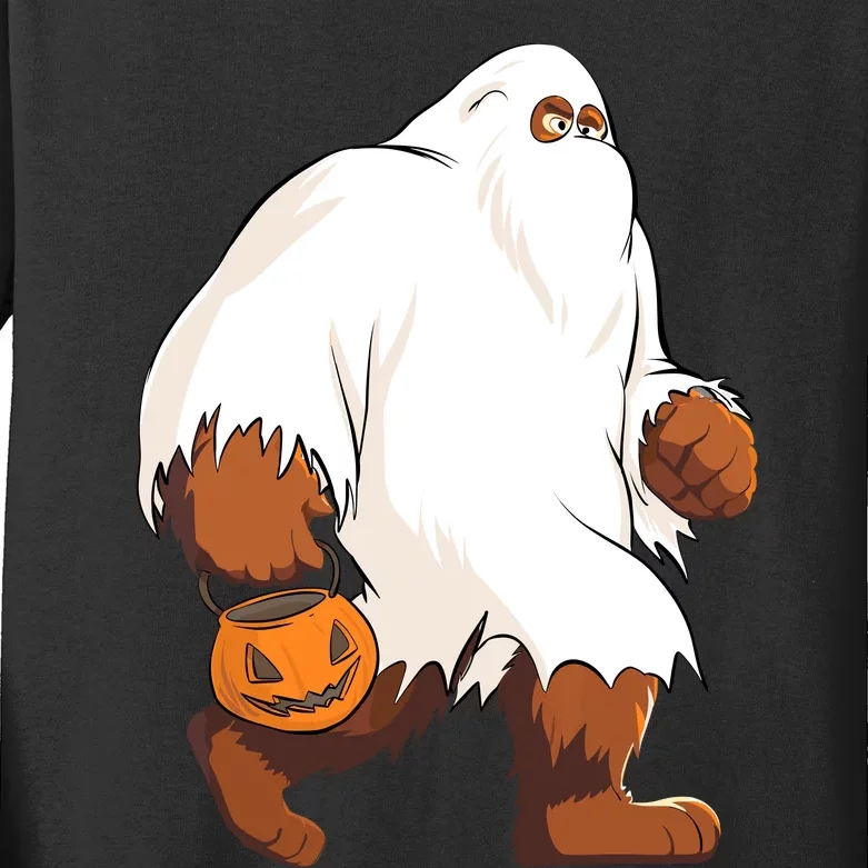 Funny Bigfoot Ghost Halloween Costume Kids Long Sleeve Shirt