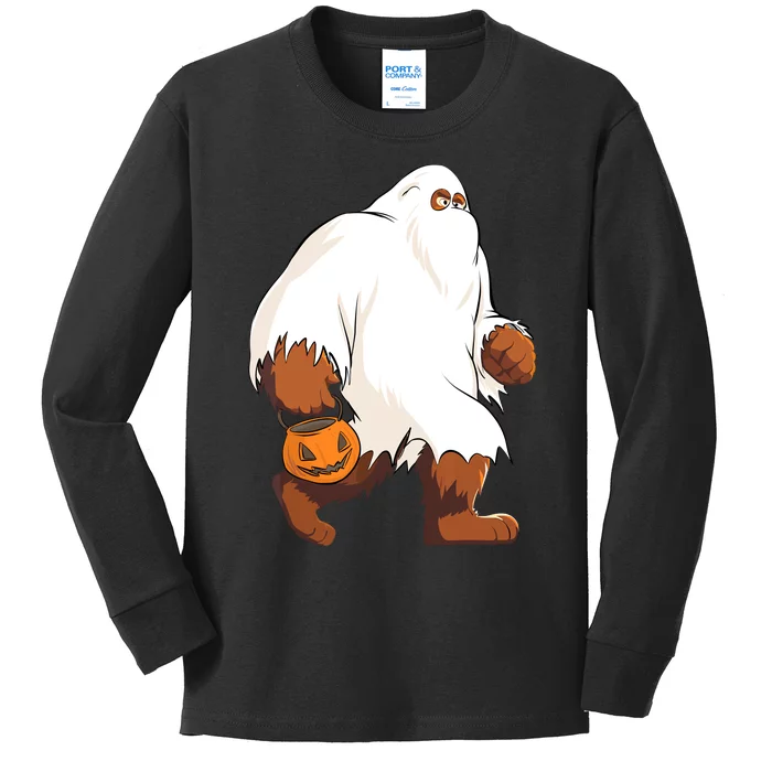 Funny Bigfoot Ghost Halloween Costume Kids Long Sleeve Shirt