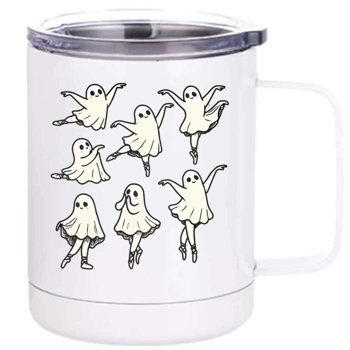 Funny Ballet Ghost Halloween Funny Dancer Front & Back 12oz Stainless Steel Tumbler Cup