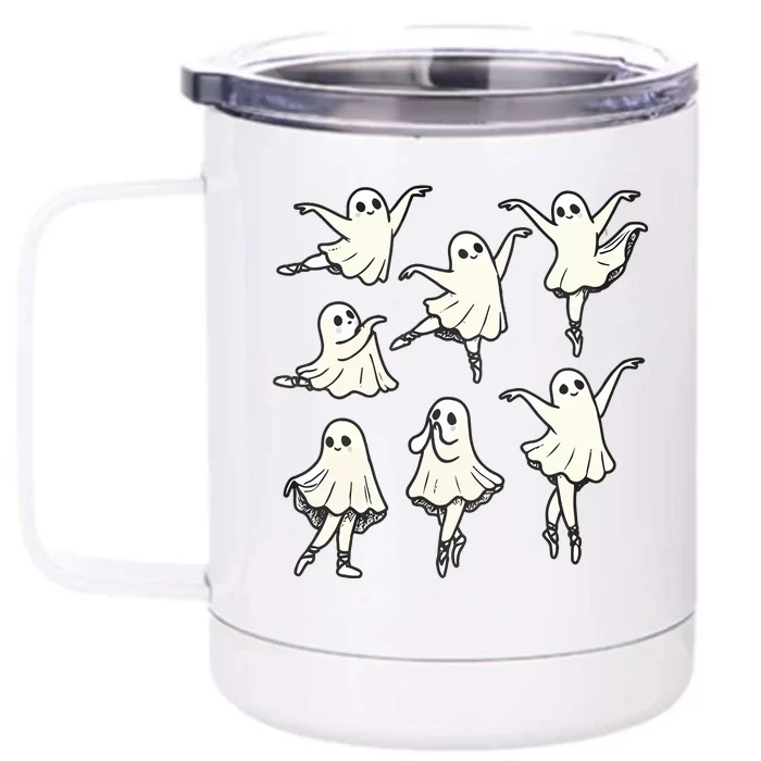 Funny Ballet Ghost Halloween Funny Dancer Front & Back 12oz Stainless Steel Tumbler Cup