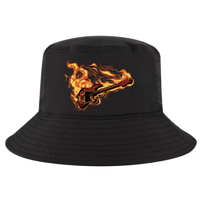 Fire Bass Guitar Rock Musician Cool Comfort Performance Bucket Hat