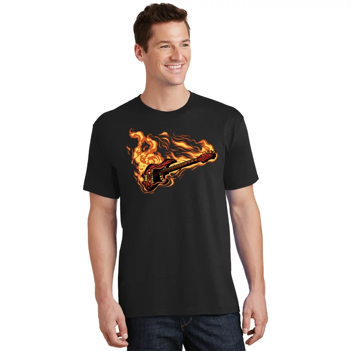 Fire Bass Guitar Rock Musician T-Shirt