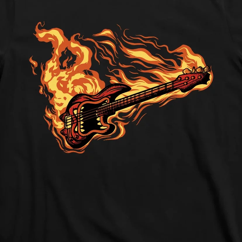 Fire Bass Guitar Rock Musician T-Shirt