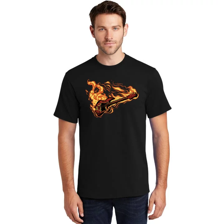 Fire Bass Guitar Rock Musician Tall T-Shirt