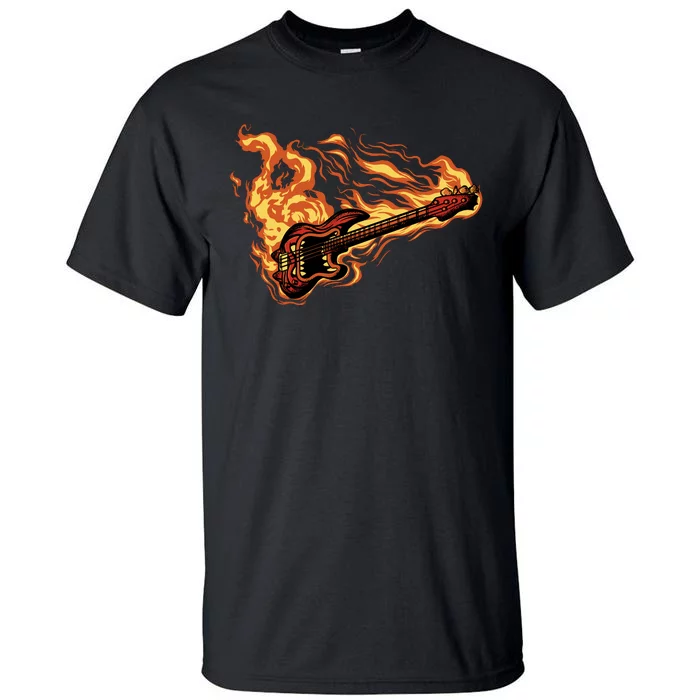 Fire Bass Guitar Rock Musician Tall T-Shirt