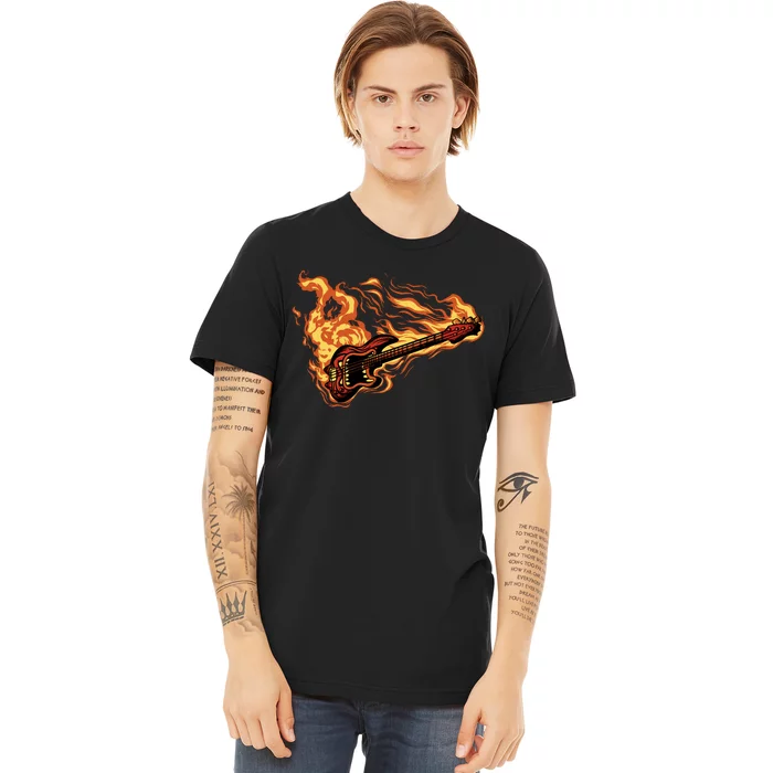 Fire Bass Guitar Rock Musician Premium T-Shirt