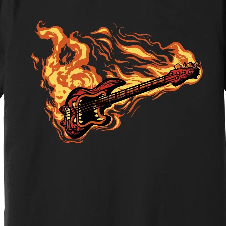 Fire Bass Guitar Rock Musician Premium T-Shirt