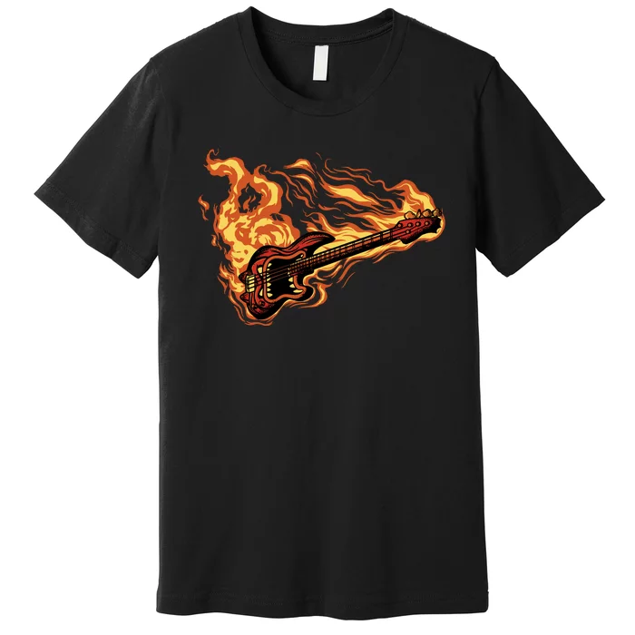 Fire Bass Guitar Rock Musician Premium T-Shirt