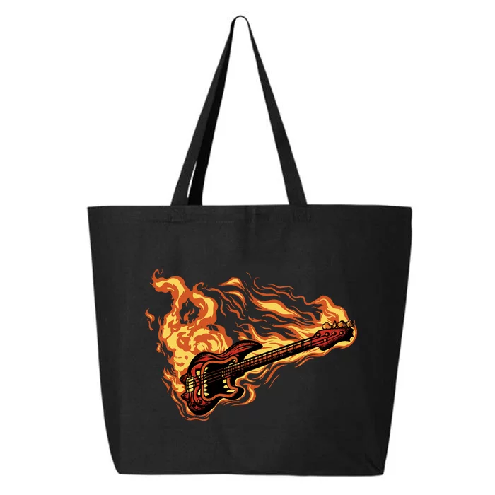 Fire Bass Guitar Rock Musician 25L Jumbo Tote