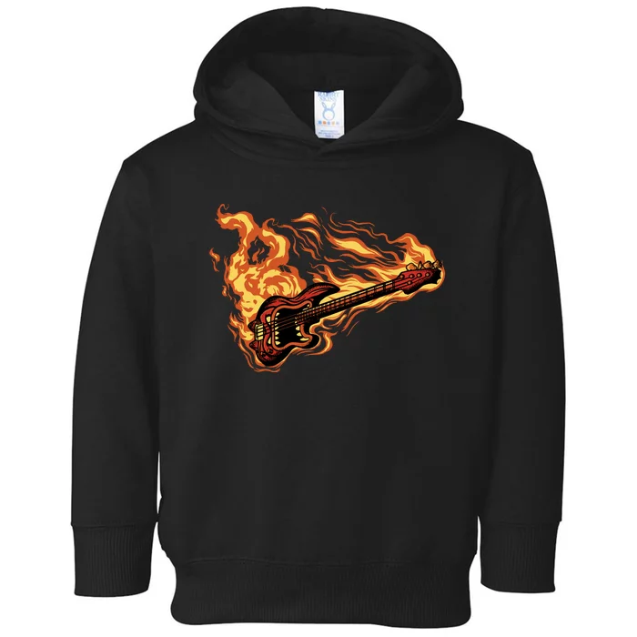 Fire Bass Guitar Rock Musician Toddler Hoodie