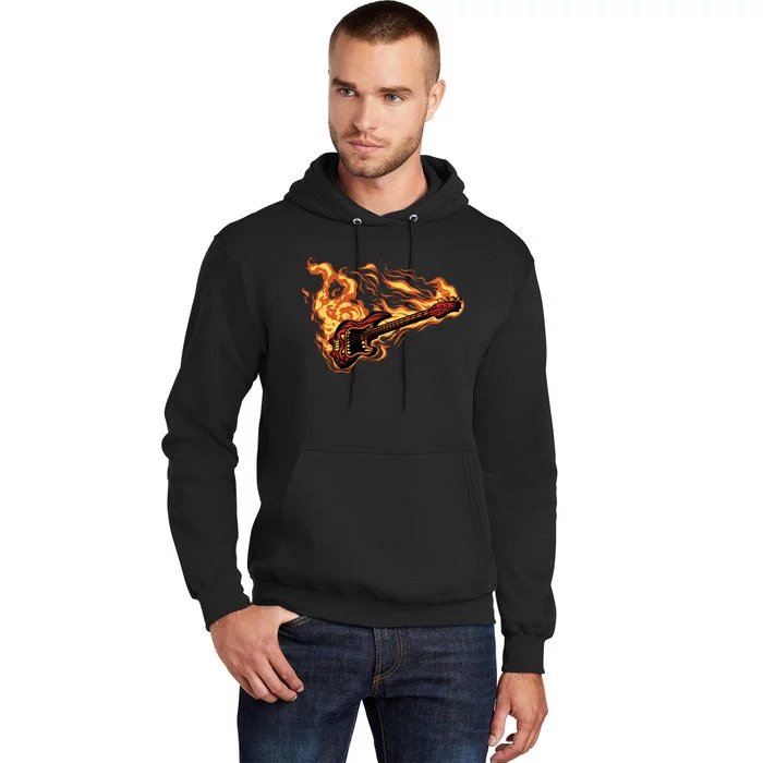 Fire Bass Guitar Rock Musician Tall Hoodie