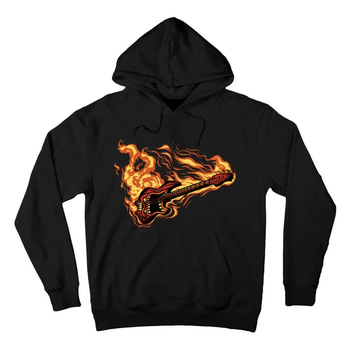 Fire Bass Guitar Rock Musician Tall Hoodie