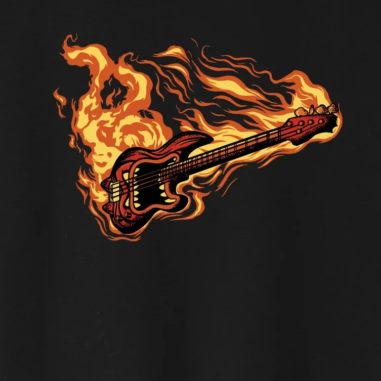 Fire Bass Guitar Rock Musician Women's Crop Top Tee