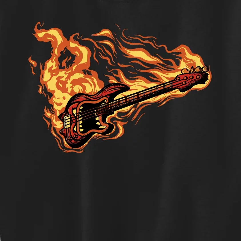 Fire Bass Guitar Rock Musician Kids Sweatshirt