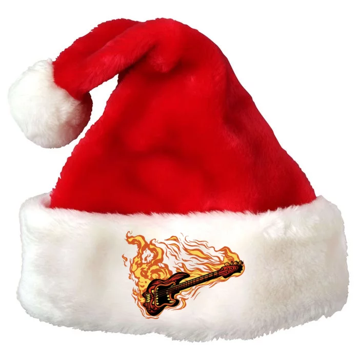 Fire Bass Guitar Rock Musician Premium Christmas Santa Hat