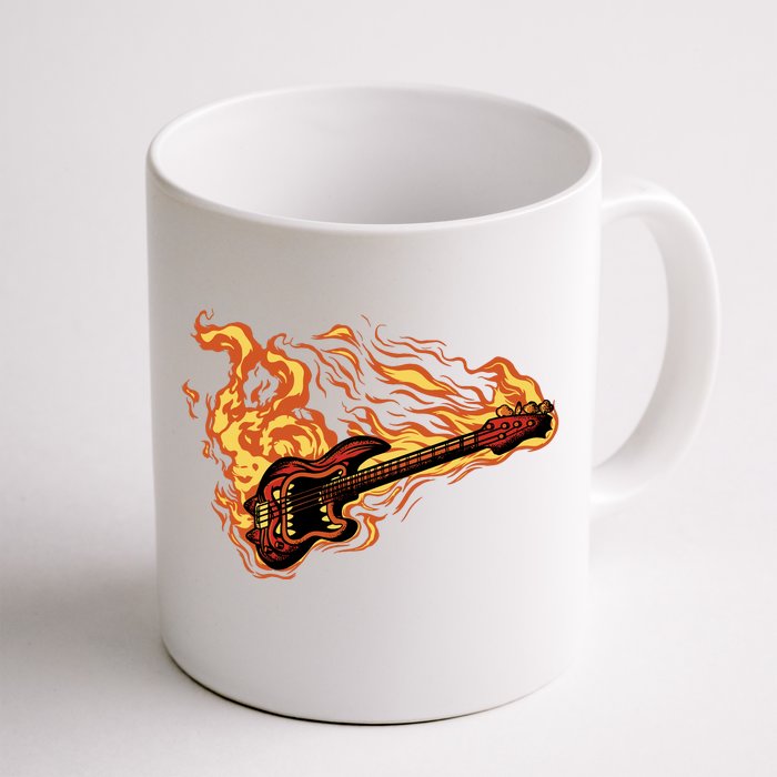 Fire Bass Guitar Rock Musician Front & Back Coffee Mug