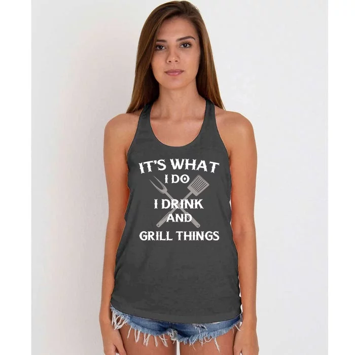 Funny BBQ Grilling Quote Fathers Day Women's Knotted Racerback Tank