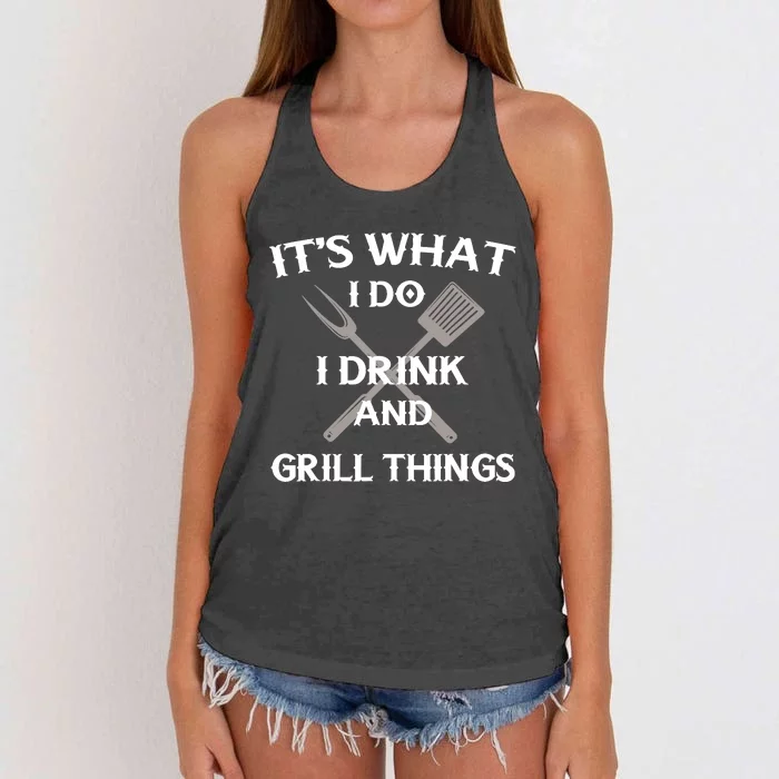 Funny BBQ Grilling Quote Fathers Day Women's Knotted Racerback Tank