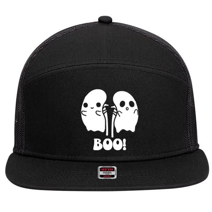 Funny Boo Ghost Kidney Dialysis Nurse Halloween Costume 7 Panel Mesh Trucker Snapback Hat