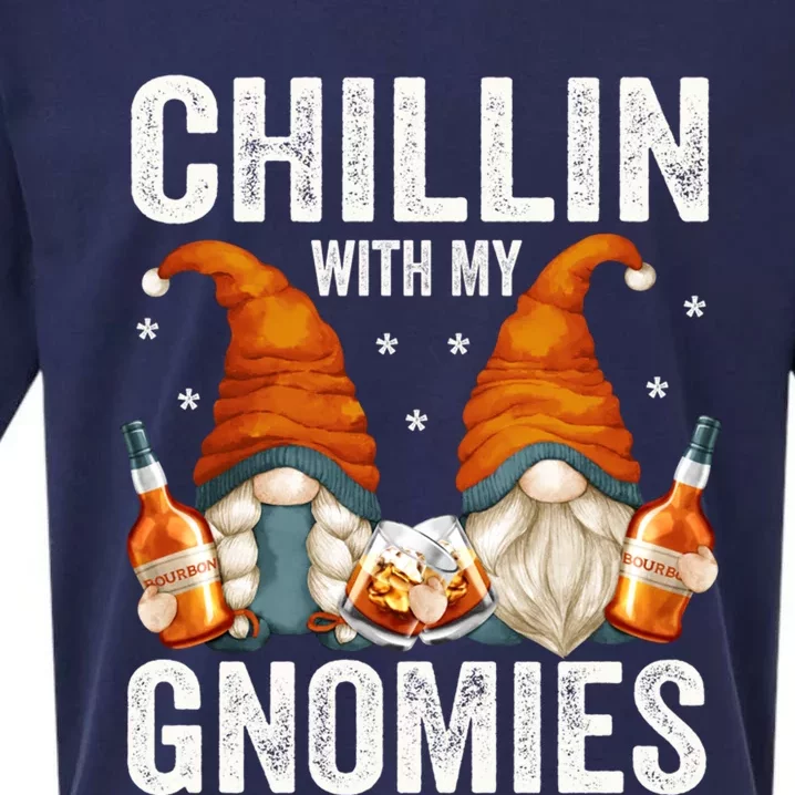 Funny Bourbon Gnomes For Adult For Chillin With My Gnomies Funny Gift Sueded Cloud Jersey T-Shirt