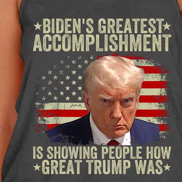 Funny BidenS Greatest Accomplishment Is Showing Trump 2024 Women's Knotted Racerback Tank