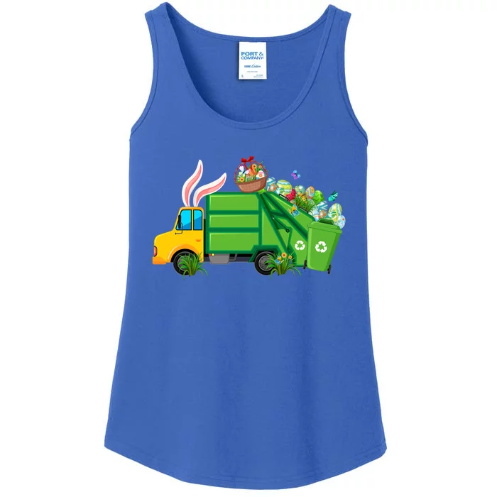 Funny Bunny Garbage Truck Colorful Eggs Easter Day Cute Gift Ladies Essential Tank