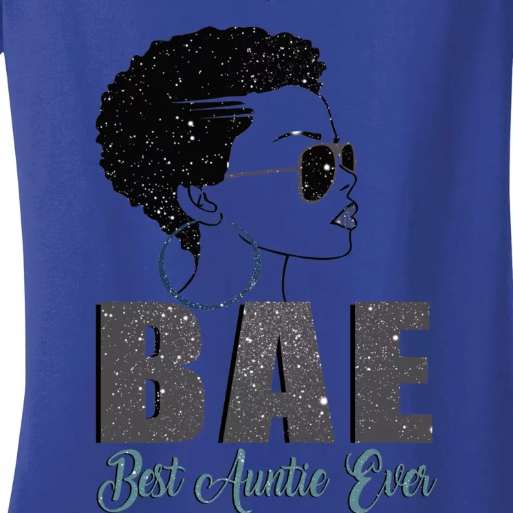 Funny Bae Gift Best Auntie Ever Gift Women's V-Neck T-Shirt